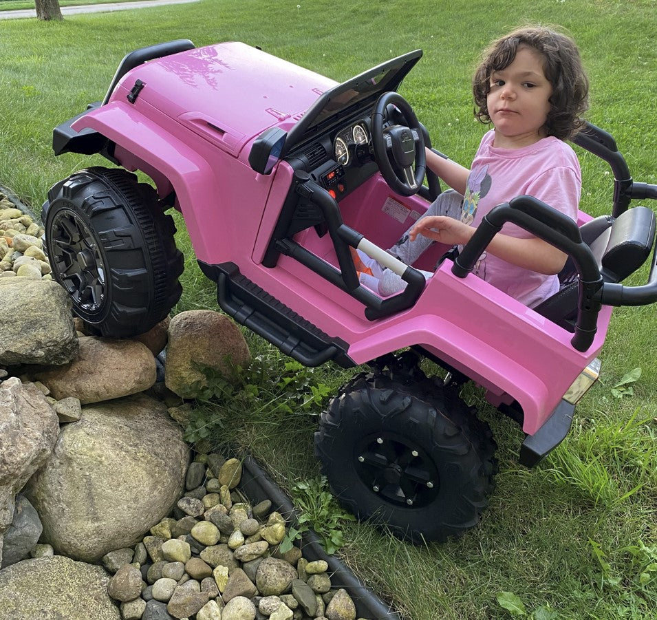 Load video: Power Wheels Jeep with 6&quot; rims and tires crawl over some rocks to Beastie Boys&#39; Brass Monkey